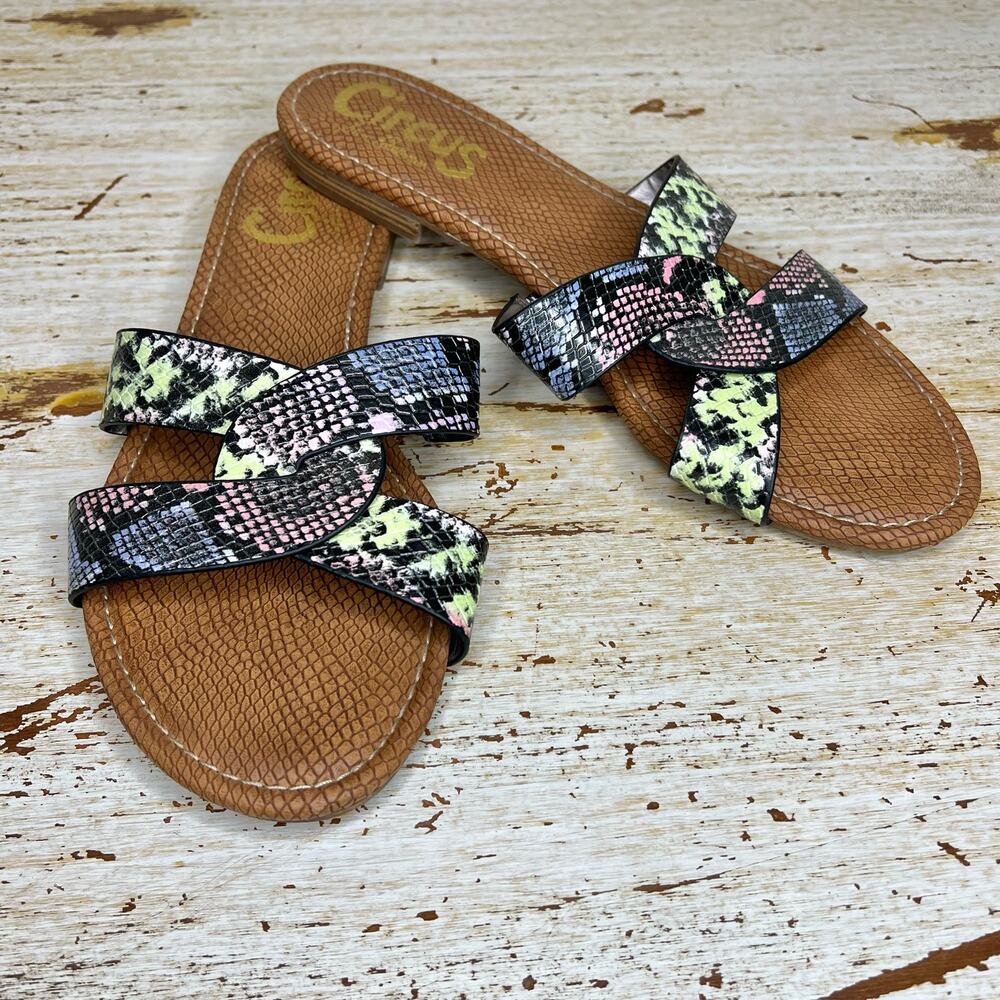 Circus by Sam Edelman Snake Print Clover Slide Sandals 10M